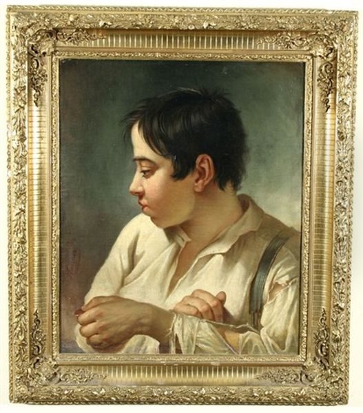 Young Boy With A Gold Coin Oil Painting by Heinrich Thurnes