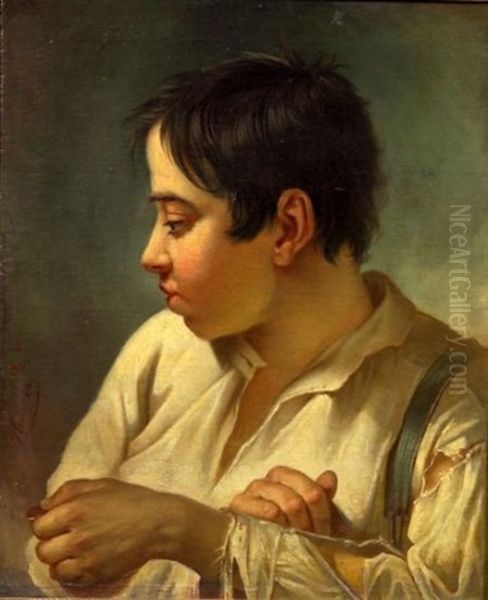 Boy With A Penny Oil Painting by Heinrich Thurnes