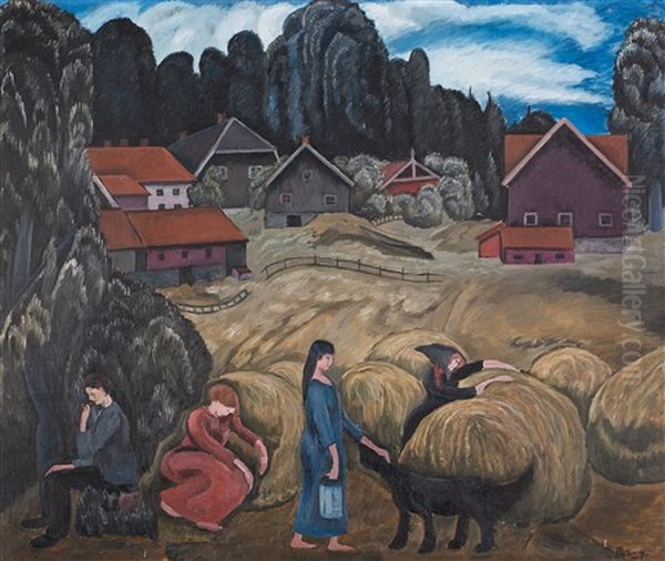 Farm Oil Painting by Rudolph Thygesen