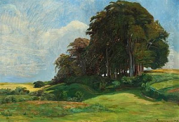 Danish Summer Landscape Oil Painting by Maria Christine Thymann