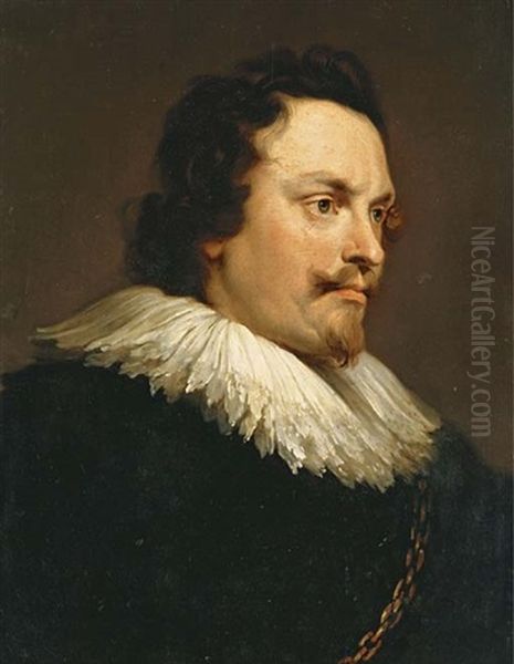 Portrait Of A Gentleman In Black Robes And White Collar Oil Painting by Pieter Thys