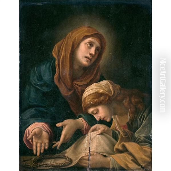 The Virgin And St Veronique With The Relics Of Passion Oil Painting by Alessandro Tiarini