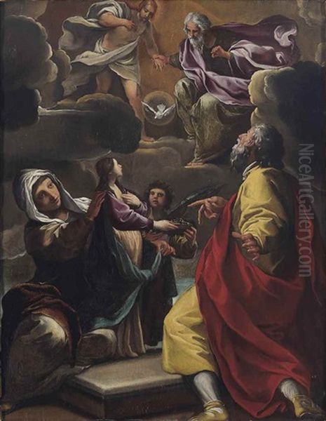 The Presentation Of Saint Dorothy To The Holy Trinity Oil Painting by Alessandro Tiarini