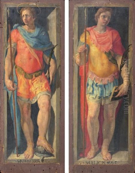 Saint Narobis Et Saint Felicien (pair) Oil Painting by Pellegrino Tibaldi