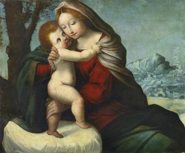 Madonna Mit Dem Christuskind Vor Winterlicher Landschaft Oil Painting by Pellegrino Tibaldi