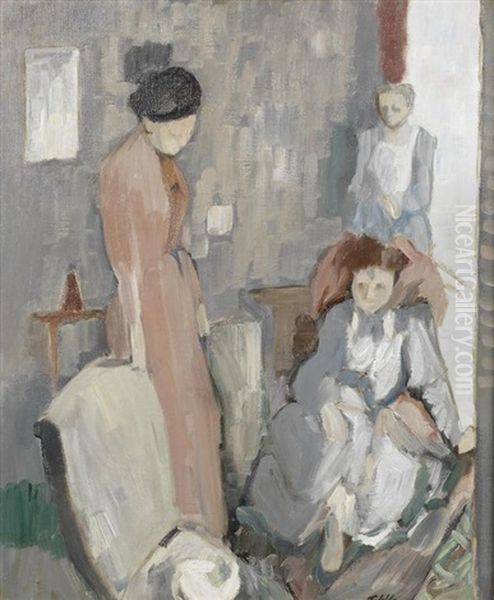 Three Women In An Interior by Geoffrey Tibble