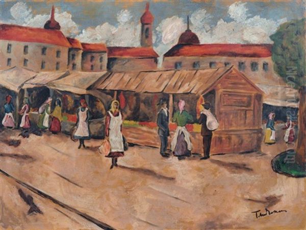 Auf Dem Markt Oil Painting by Erno Tibor