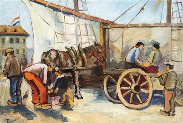 The Port Of Bretagne Oil Painting by Erno Tibor