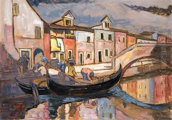 View Of Burano Oil Painting by Erno Tibor