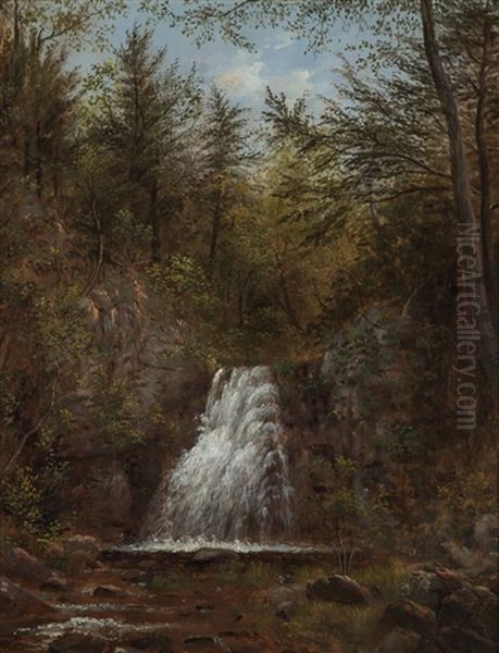 White Mountains Waterfall, Cascade Falls Oil Painting by Charles Tice