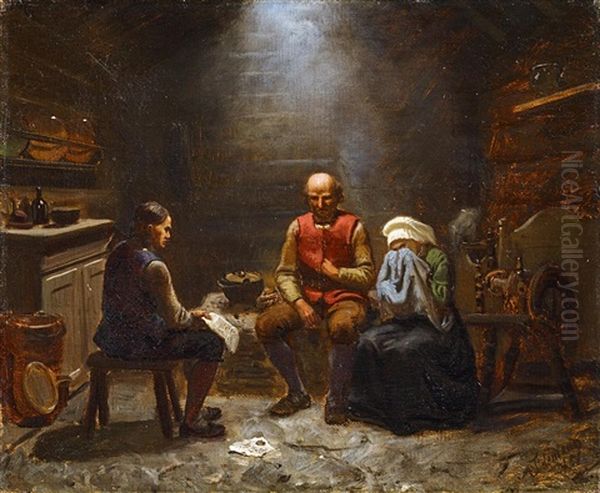 Schlechte Nachrichten Oil Painting by Adolph Tidemand