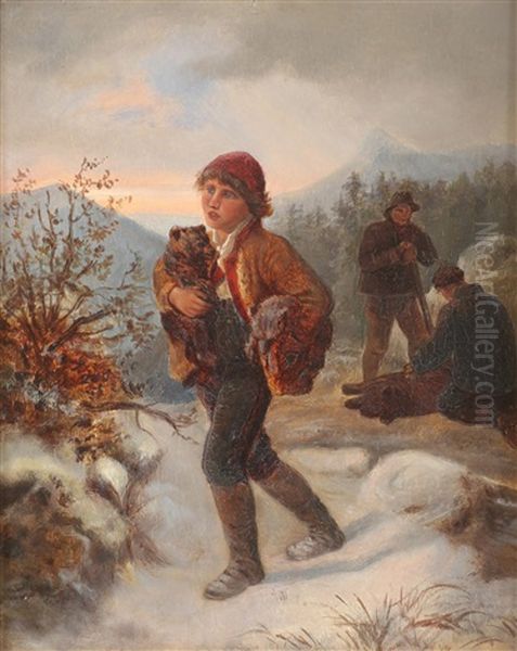 Bjornejegere Oil Painting by Adolph Tidemand