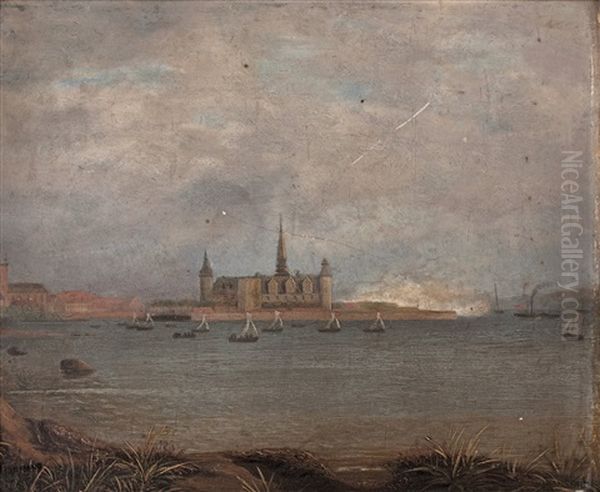 Kronborg Castle Oil Painting by Adolph Tidemand