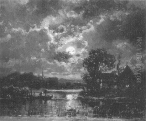 Mondnacht Am See Oil Painting by Friedrich Tiedemann