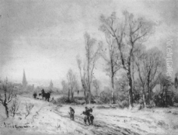 Winterabend Vor Der Stadt Oil Painting by Friedrich Tiedemann