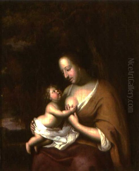 Vierge A L'enfant Oil Painting by Johannes (Jan) Tielius