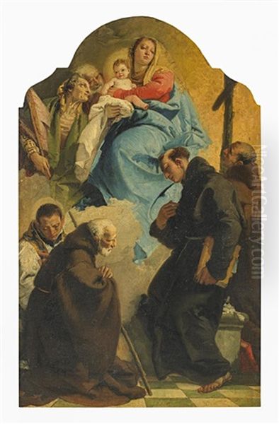 Die Madonna In Den Wolken (collab. W/workshop) Oil Painting by Giovanni Battista Tiepolo