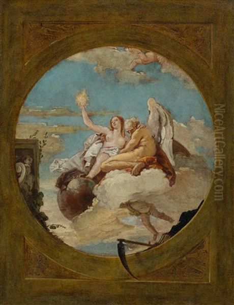 Time Discovering Truth. Bozzetto Oil Painting by Giovanni Battista Tiepolo