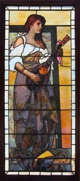 Large And Impressive Leaded And Stained Glass Window by  Tiffany Studios