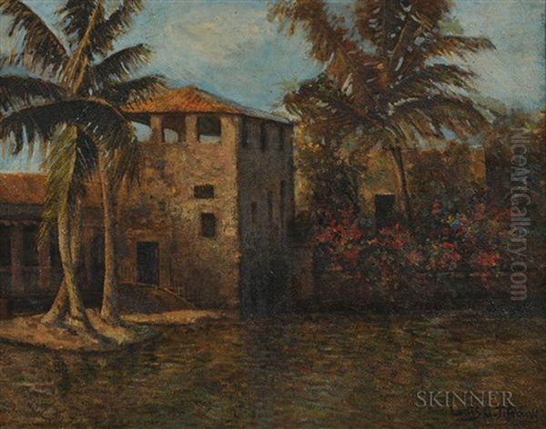 Villa With Palms Oil Painting by Louis Comfort Tiffany