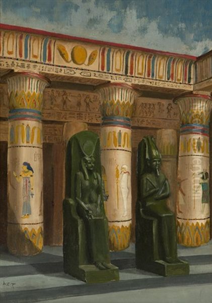 Egyptian Archeological Study Oil Painting by Louis Comfort Tiffany