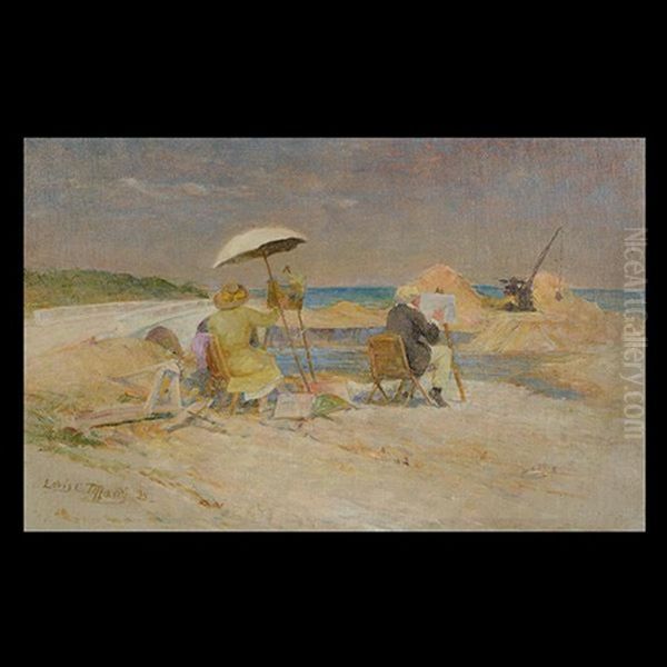 Painting On The Beach Oil Painting by Louis Comfort Tiffany