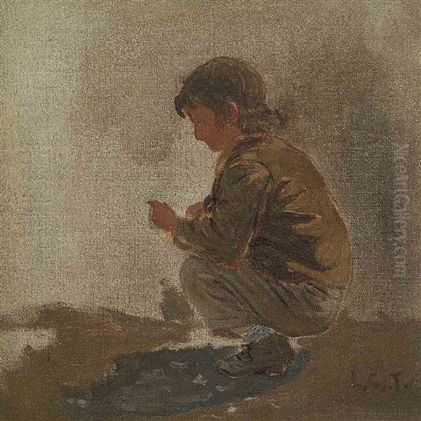 Study Of A Young Boy Oil Painting by Louis Comfort Tiffany