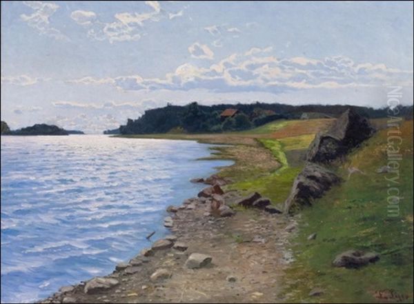 Rantamaisema Kauniina Kesapaivana - En Vacker Sommardag Vid Stranden Oil Painting by Franz Tiger