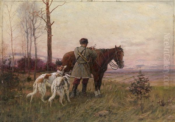 Before The Hunt Oil Painting by Efim A. Tikhmenev