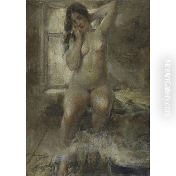 A Nude Oil Painting by Vitaly Gavrilovich Tikhov