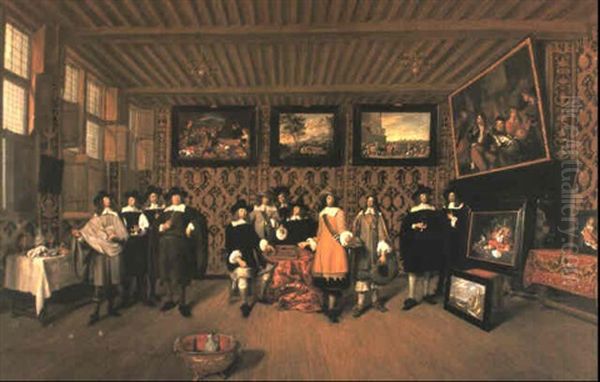 A Group Portrait Of Twelve Gentleman In An Interior by Gillis van Tilborgh the Elder