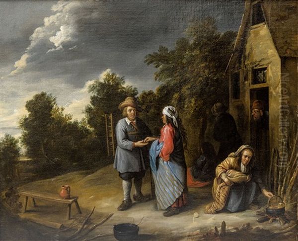 The Pedlar Oil Painting by Gillis van Tilborgh