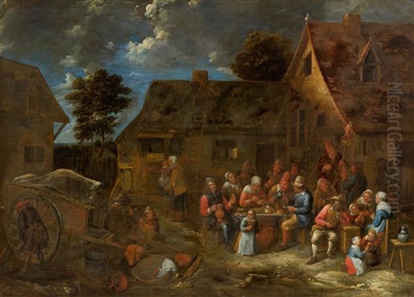 Erntefest In Einem Dorf Oil Painting by Gillis van Tilborgh