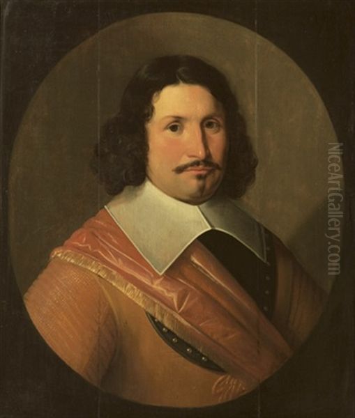 Portrait Of A Gentleman In An Orange Costume With A Red Sash Oil Painting by Simon Peter (Schenck) Tilemann