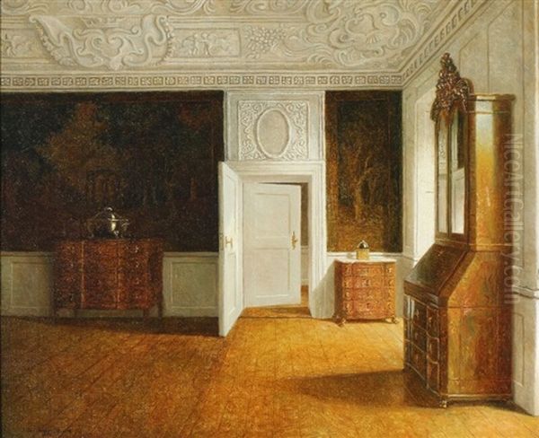 Interior From Clausholm Oil Painting by Christian Tilemann-Petersen