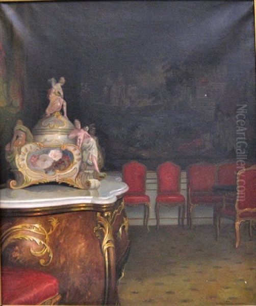 Interior Fra Amalienborg (christian Vii's Palae?) Oil Painting by Christian Tilemann-Petersen