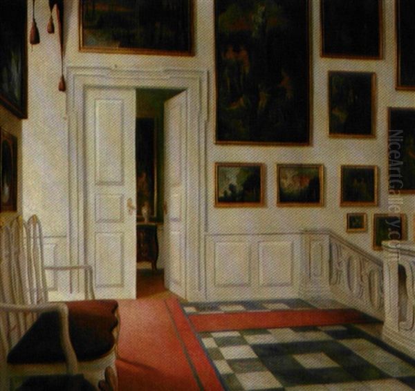 Den Store Hovedtrappe, Ledreborg Oil Painting by Christian Tilemann-Petersen