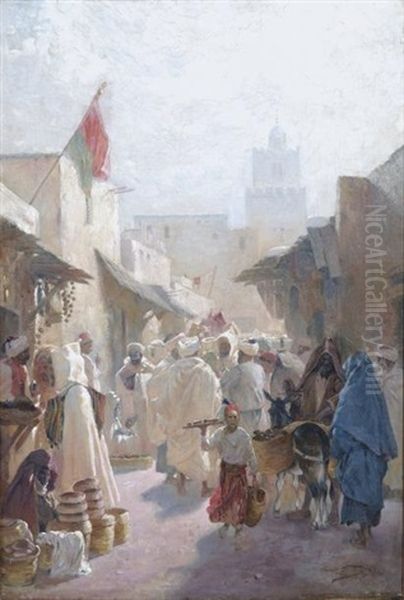 Marche A Tunis Oil Painting by Karl Max Tilke