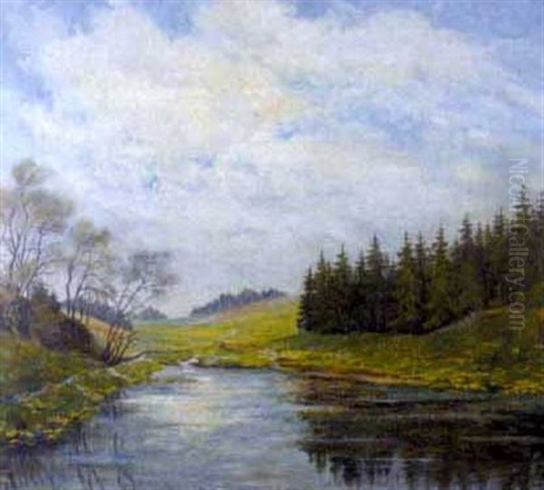 Erzegebirgsfruhling Am Teich Oil Painting by Karl Max Tilke