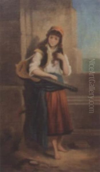 Zigeunermadchen Mit Gitarre Oil Painting by Johann Till the Younger