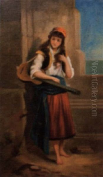 Zigeunermadchen Mit Gitarre Oil Painting by Johann Till the Younger