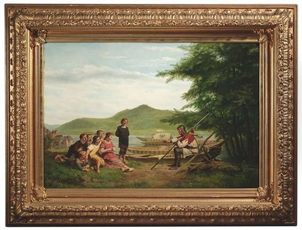 Am Flussufer Erzahlt Ein Ritter Den Jungen Zuhorern Geschichten Aus Seinem Leben Oil Painting by Leopold Till