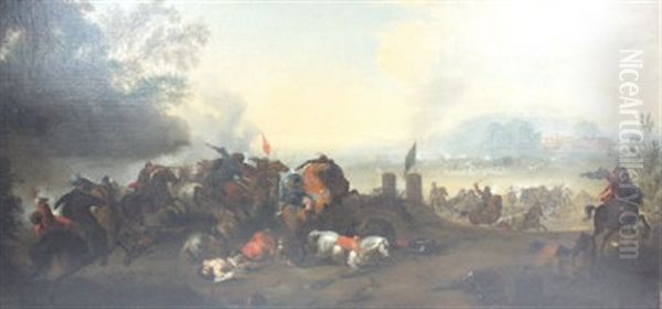 Scene From The Battle Of Belgrade Oil Painting by Peter Tillemans