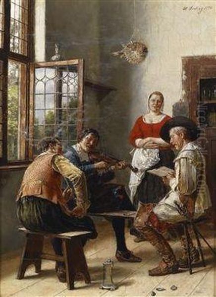 Musical Entertainment Oil Painting by Heinrich Breling