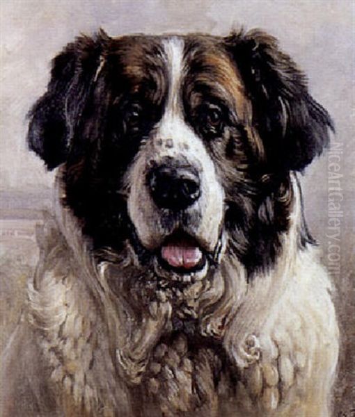 St. Bernhardshund Oil Painting by Vilhelm Eyvind Tilly