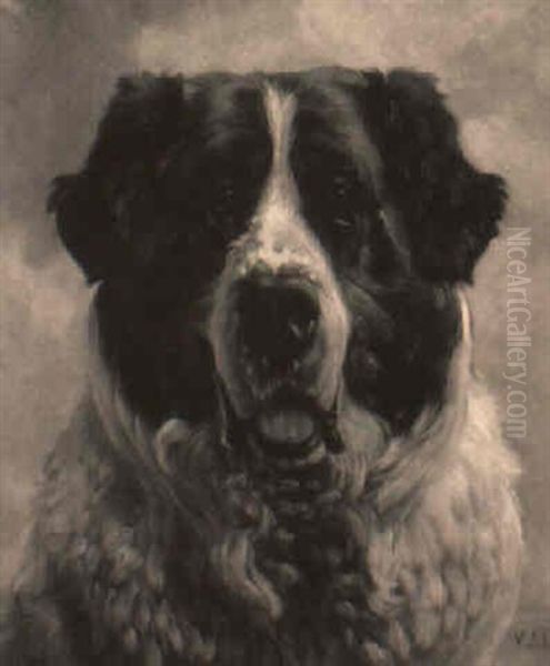 Portrat Af En Sankt Bernhards Hund Oil Painting by Vilhelm Eyvind Tilly