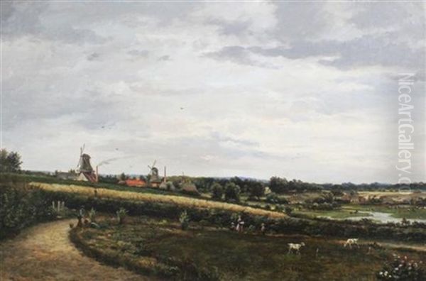 Extensive Landscape With Figures In The Foreground Oil Painting by Jan Hermanus Melchior Tilmes