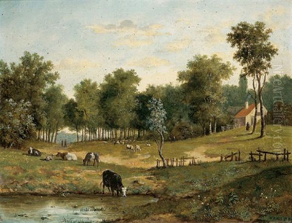 Weidelandschaft Oil Painting by Jan Hermanus Melchior Tilmes