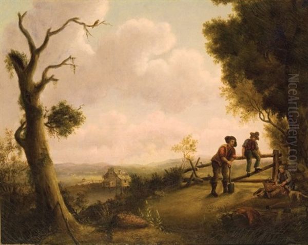 Rural Scene, A View Of Concord In The Distance From Tilton, New Hampshire Oil Painting by John Rollin Tilton