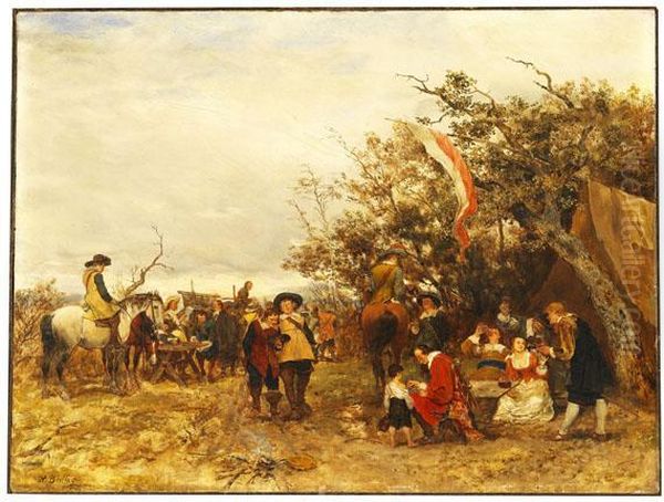 Landsknechtlager Oil Painting by Heinrich Breling